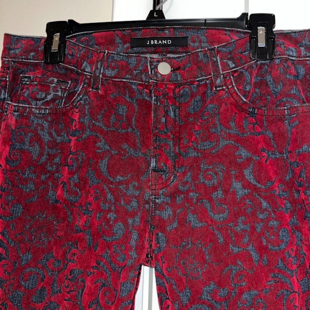 J Brand Women's Skinny Jeans in Red and Blue Pattern